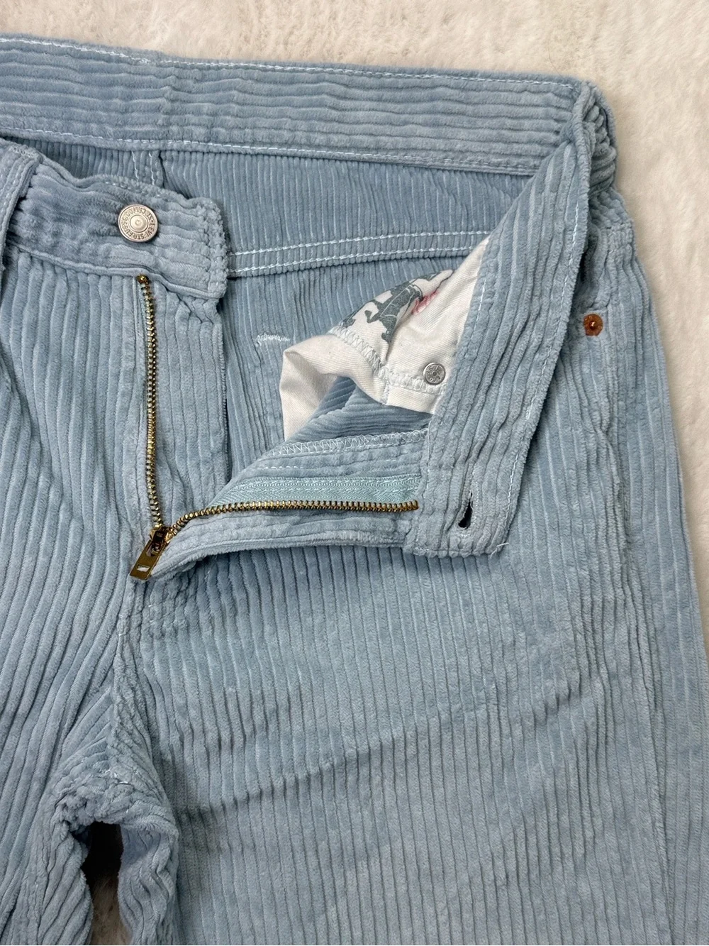 Levis 514 Corduroy Pants Men 30x32 Light Blue Wide Wale Straight Leg Cords Read